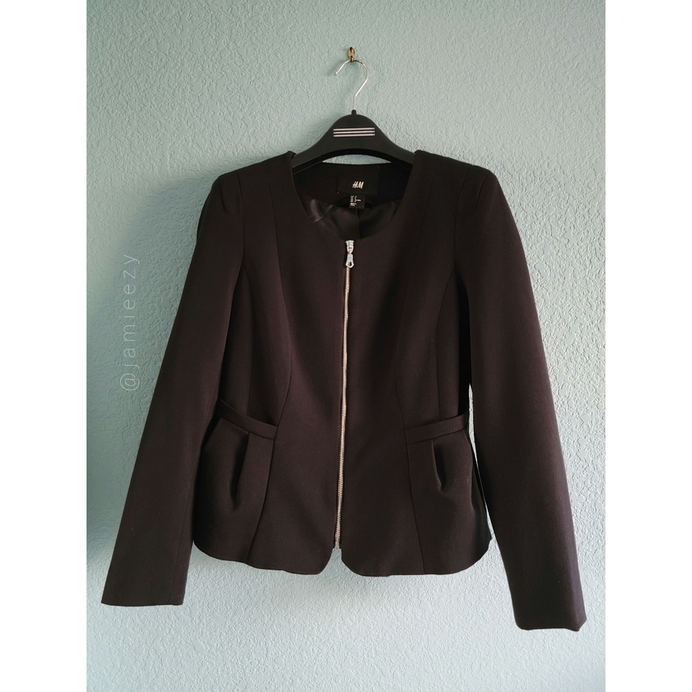 H&M | Zip-Up Collarless Blazer Jacket - Picture 1 of 10